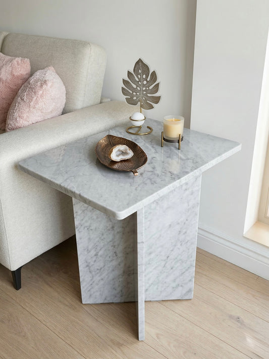 Mesa lateral Mármol Carrara Italiano original 55x40x55